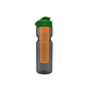 a smoke bottle & green lid & translucent orange infuser champion - 28 oz transparent bottle with flip lid and large infuser