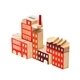 a red areaware blockitecture factory art science set hand - painted blocks creative toy