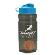 a smoke bottle & cyan lid & orange mixing ball groove 20 oz tritan(tm) shaker bottle with flip lid and mixing ball