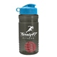 a smoke bottle & cyan lid & red mixing ball groove 20 oz tritan(tm) shaker bottle with flip lid and mixing ball