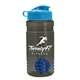 a smoke bottle & cyan lid & royal blue mixing ball groove 20 oz tritan(tm) shaker bottle with flip lid and mixing ball