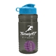 a smoke bottle & cyan lid & violet mixing ball groove 20 oz tritan(tm) shaker bottle with flip lid and mixing ball