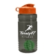 a smoke bottle & orange lid & green mixing ball groove 20 oz tritan(tm) shaker bottle with flip lid and mixing ball