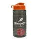 a smoke bottle & orange lid & red mixing ball groove 20 oz tritan(tm) shaker bottle with flip lid and mixing ball