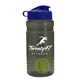a smoke bottle & reflex blue lid & lime green mixing ball groove 20 oz tritan(tm) shaker bottle with flip lid and mixing ball