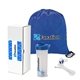 aerial view a blue vigor 3- piece fitness gift set, image 1 of 3