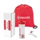 aerial view a red vigor 3- piece fitness gift set, image 1 of 3