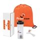 aerial view a orange vigor 3- piece fitness gift set, image 1 of 3