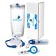 aerial view a blue applaud 4- piece welcome gift set, image 1 of 2