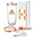 aerial view a orange applaud 4- piece welcome gift set, image 1 of 2