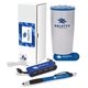 aerial view a blue splendid 5- piece welcome gift set, image 1 of 2