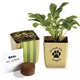 aerial view a tan prime line flower pot set with basil seeds, image 1 of 3