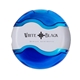 aerial view a transparent blue achiever pencil sharpener eraser, image 1 of 2