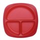 aerial view a translucent red childrens portion plate, image 1 of 2