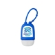 a blue hand sanitizer with silicone strap