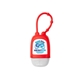 a red hand sanitizer with silicone strap