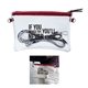 a clear w/maroon trim clear crossbody purse