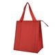 aerial view a red dimples non - woven cooler tote bag, image 1 of 3