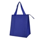 aerial view a royal blue dimples non - woven cooler tote bag, image 1 of 2