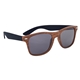aerial view a woodtone with navy surf wagon malibu sunglasses, image 1 of 5