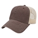 aerial view a brown/stone washed pigment dyed with washed trucker mesh cap, image 1 of 4