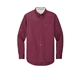 aerial view a burgundy/ light stone port authority(r) extended size long sleeve easy care shirt - colors, image 1 of 5