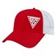 aerial view a red/white value trucker cap, image 1 of 6