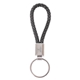 aerial view a black braided leatherette key chain, image 1 of 6