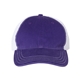 aerial view a purple/ white richardson trucker snapback cap, image 1 of 3