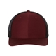 aerial view a cardinal/ black richardson adjustable six - panel trucker hat, image 1 of 3