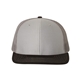 aerial view a grey/ charcoal/ black richardson adjustable six - panel trucker hat, image 1 of 3