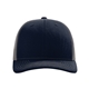 aerial view a navy/ charcoal richardson adjustable six - panel trucker hat, image 1 of 3