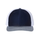 aerial view a navy/ white/ heather grey richardson adjustable six - panel trucker hat, image 1 of 3