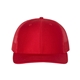 aerial view a red richardson adjustable six - panel trucker hat, image 1 of 3