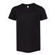 aerial view a solid black triblend bella + canvas - youth triblend tee, image 1 of 4