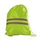 aerial view a lime green reflective drawstring backpack, image 1 of 3