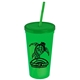 Promotional Personalized 24 oz Stadium Plastic Tumbler Cup With Straw And Lid