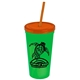 Promotional Personalized 24 oz Stadium Plastic Tumbler Cup With Straw And Lid