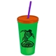 Promotional Personalized 24 oz Stadium Plastic Tumbler Cup With Straw And Lid