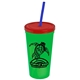 Promotional Personalized 24 oz Stadium Plastic Tumbler Cup With Straw And Lid