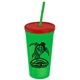 Promotional Personalized 24 oz Stadium Plastic Tumbler Cup With Straw And Lid