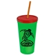Promotional Personalized 24 oz Stadium Plastic Tumbler Cup With Straw And Lid