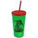 Promotional Personalized 24 oz Stadium Plastic Tumbler Cup With Straw And Lid