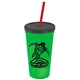 Promotional Personalized 24 oz Stadium Plastic Tumbler Cup With Straw And Lid