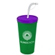 24 oz Stadium Tumbler Cup With Flex Straw And Lid