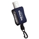 aerial view a navy blue cozy clip 1/2 oz convenient hand sanitizer with multiple color choices, image 1 of 2