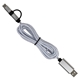aerial view a silver 6 ft long braided charging cable cords, image 1 of 9