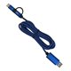 aerial view a blue 6 ft long braided charging cable cords, image 1 of 9
