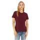 aerial view a maroon bella + canvas ladies relaxed jersey short - sleeve t - shirt - all, image 1 of 5