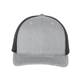 aerial view a heather grey/ black richardson - five - panel trucker cap - colors, image 1 of 3